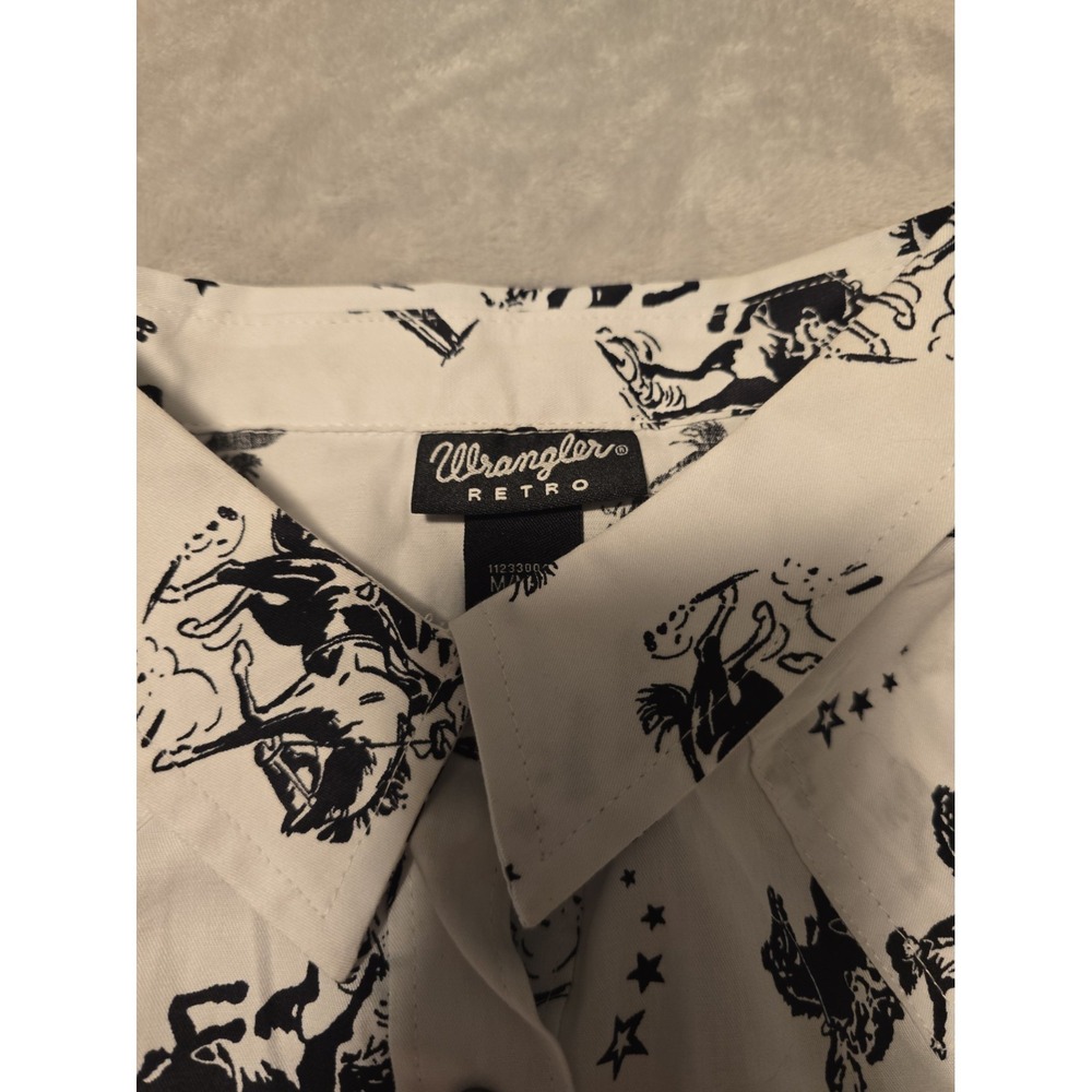 Wrangler Retro Western Pearl Snap Cowgirl Shirt Womens Med White Black 112330046 - Picture 6 of 12